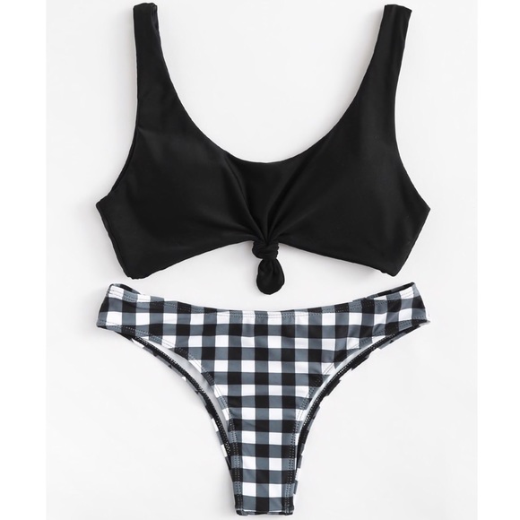 Other - Black Gingham Tie Knot Bikini Swimsuit